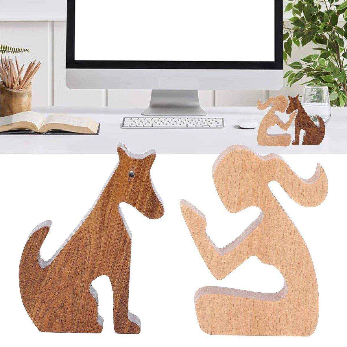 Puppy Wooden Ornament Pet Memorial Desktop Decoration for Home or Office Display