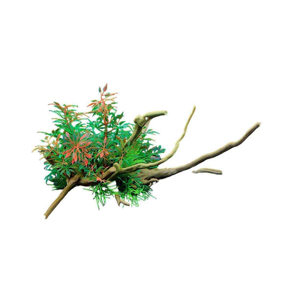 Faux Aquarium Plants Rock Decoration with Simulated Wood & Water Grass