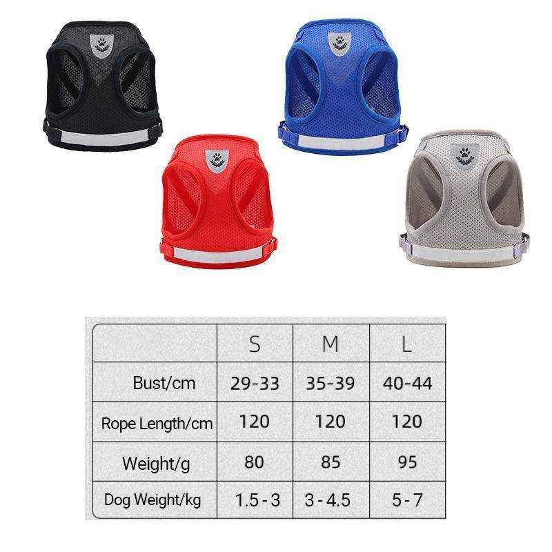 Reflective Dog Cat Pet Harness Leash Puppy Soft Adjustable Vest Mesh Clothes