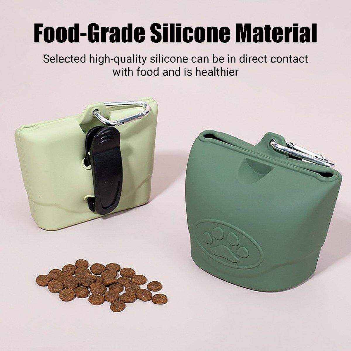 Pet Silicone Dog Food Bag Portable Dog Walking Feeding Waist Bag Snack Bag