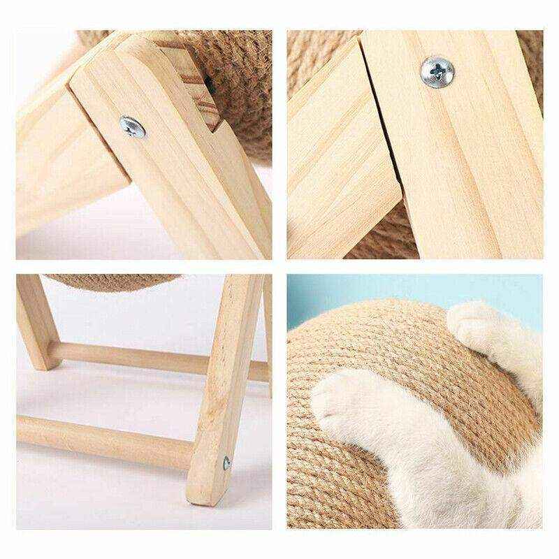 Interactive Wooden Sisal Cat Scratcher Ball Toy For Indoor Cats