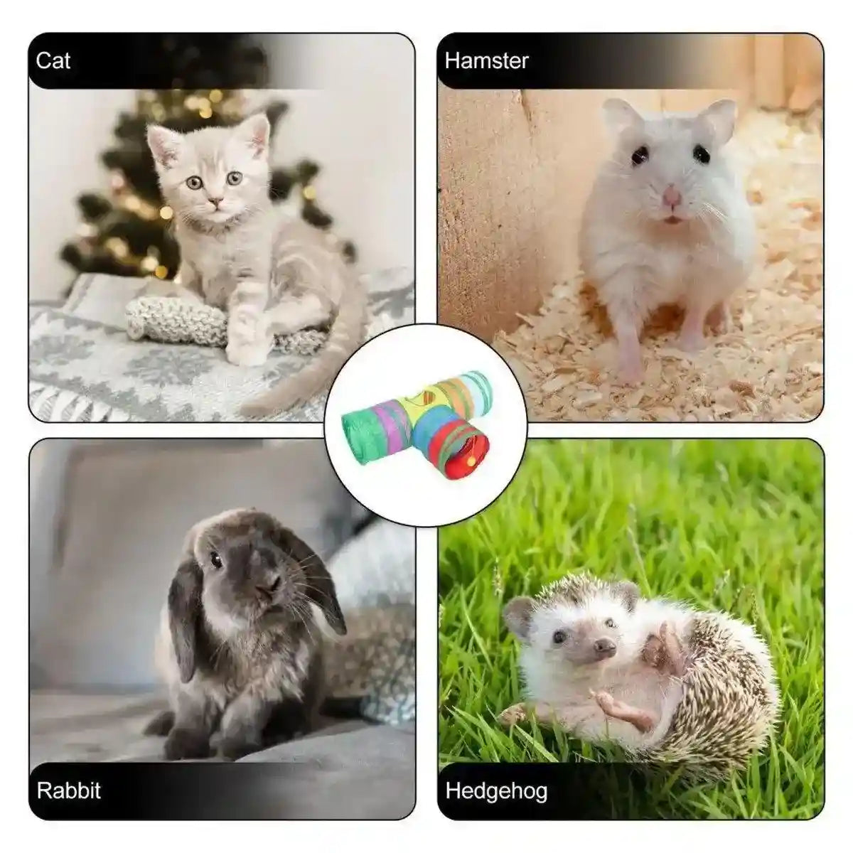 Pet Supplies Amazon New Rainbow Color Tee Cat Tunnel Toy Foldable Self Hi Cat Tunnel