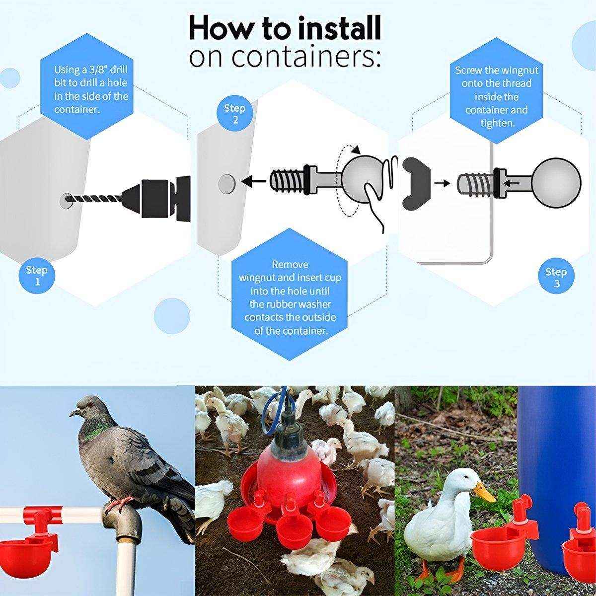 Leak-Proof Automatic Poultry Water Feeder Durable & Easy Install 6pcs
