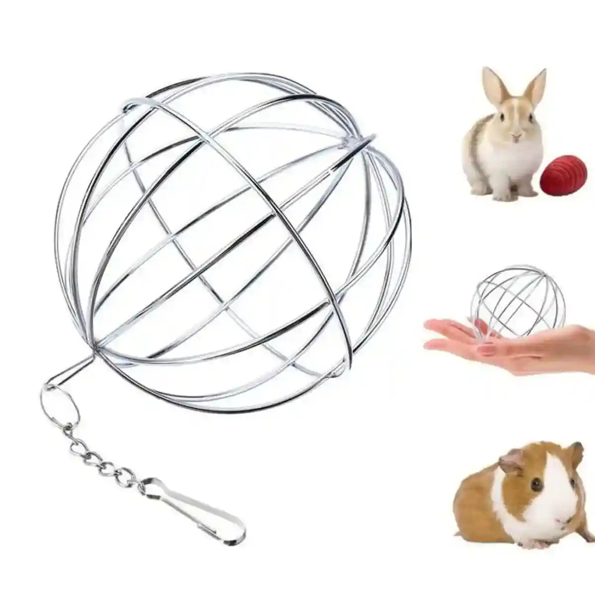 Hanging Grass Ball for Small Pets Stainless Steel Hay Feeder for Rabbits & Guinea Pigs