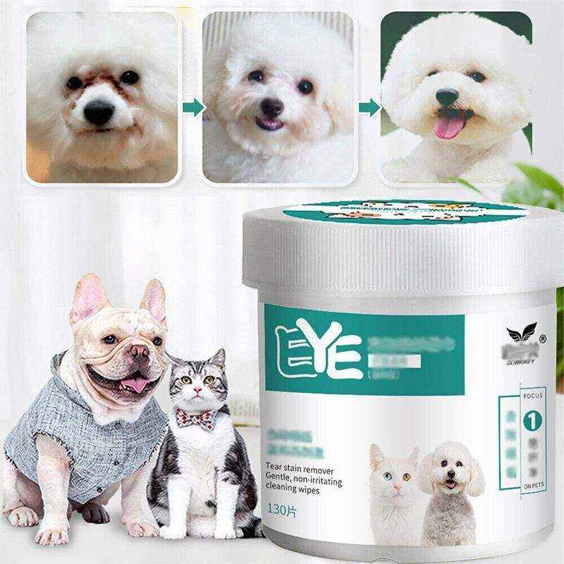 130pcs Pet Eye and Ear Cleaning Wipes Effective Dog and Cat Tear Stain Remover
