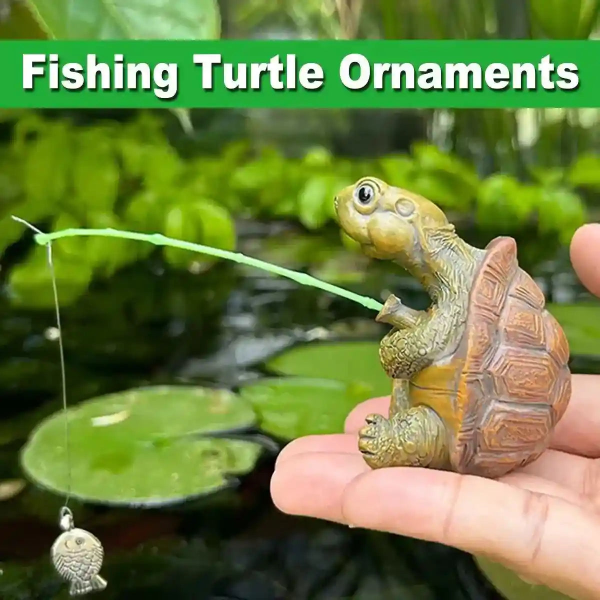 Fishing Turtle Ornament for Aquarium