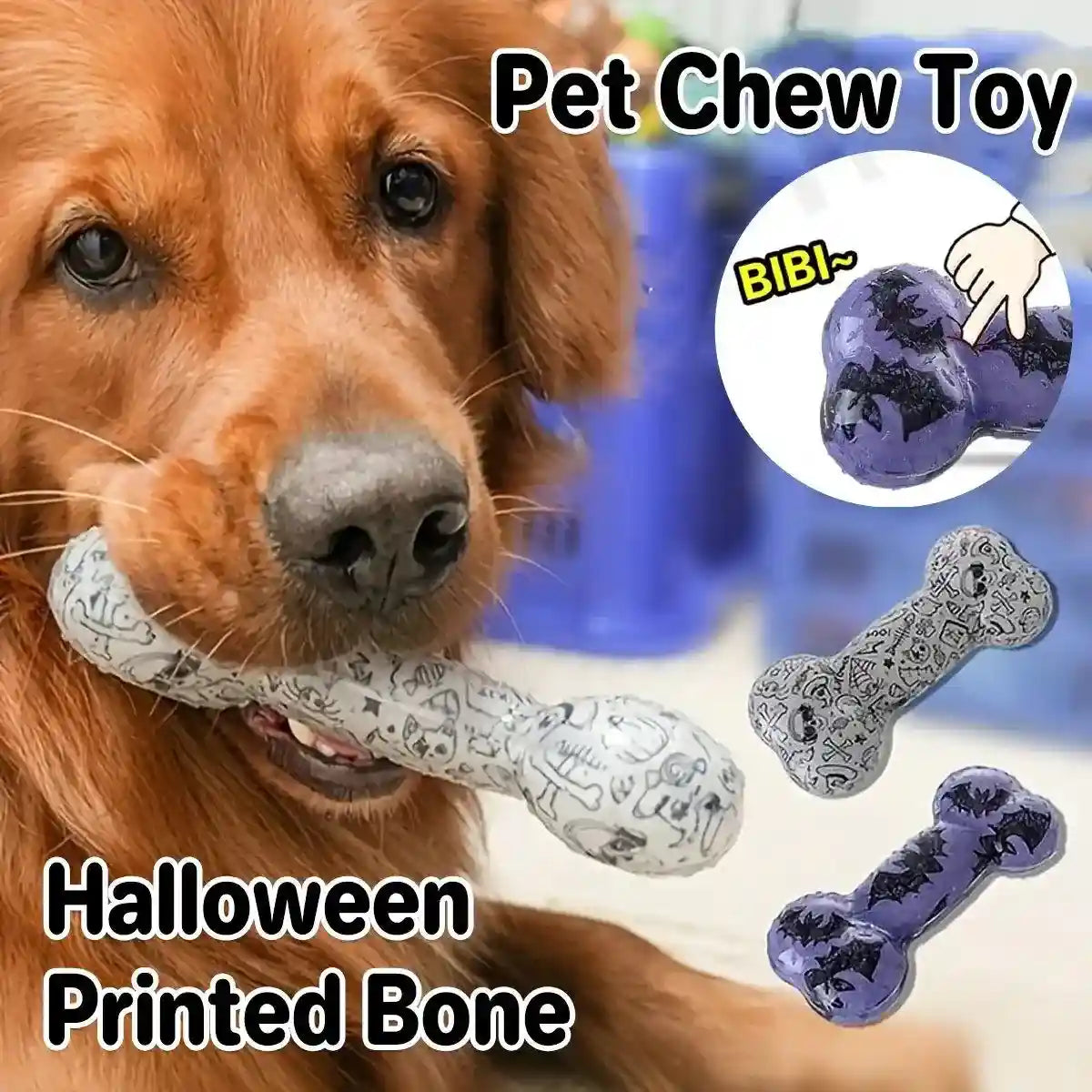 Interactive Dog Bone Chew Toy for Dental Health Durable TPR Material Grey & Blue