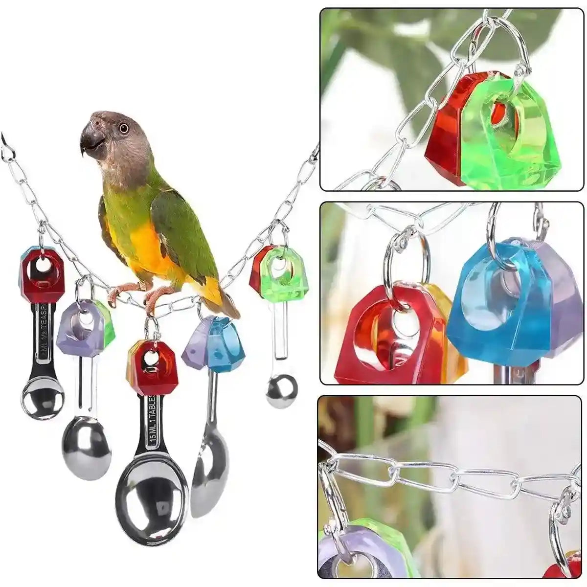 Parrot Bite Toy Parrot Toy Bird Toy Metal Spoon String Toy 113g