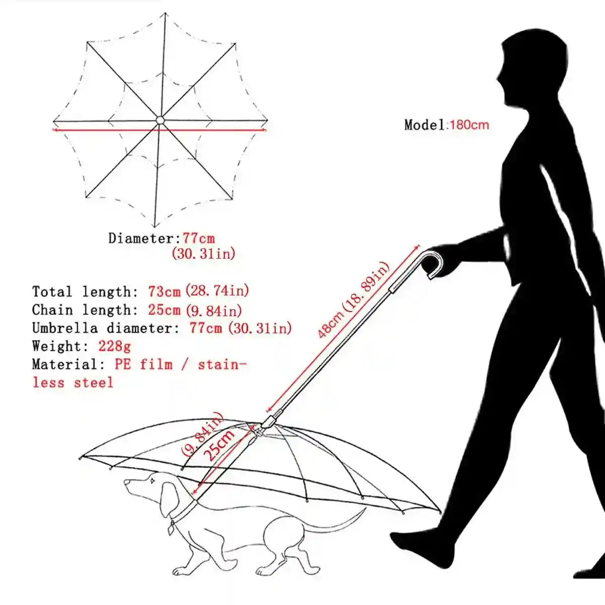 Pet Umbrella with Leash Attachment Keep Your Dog Dry in Style