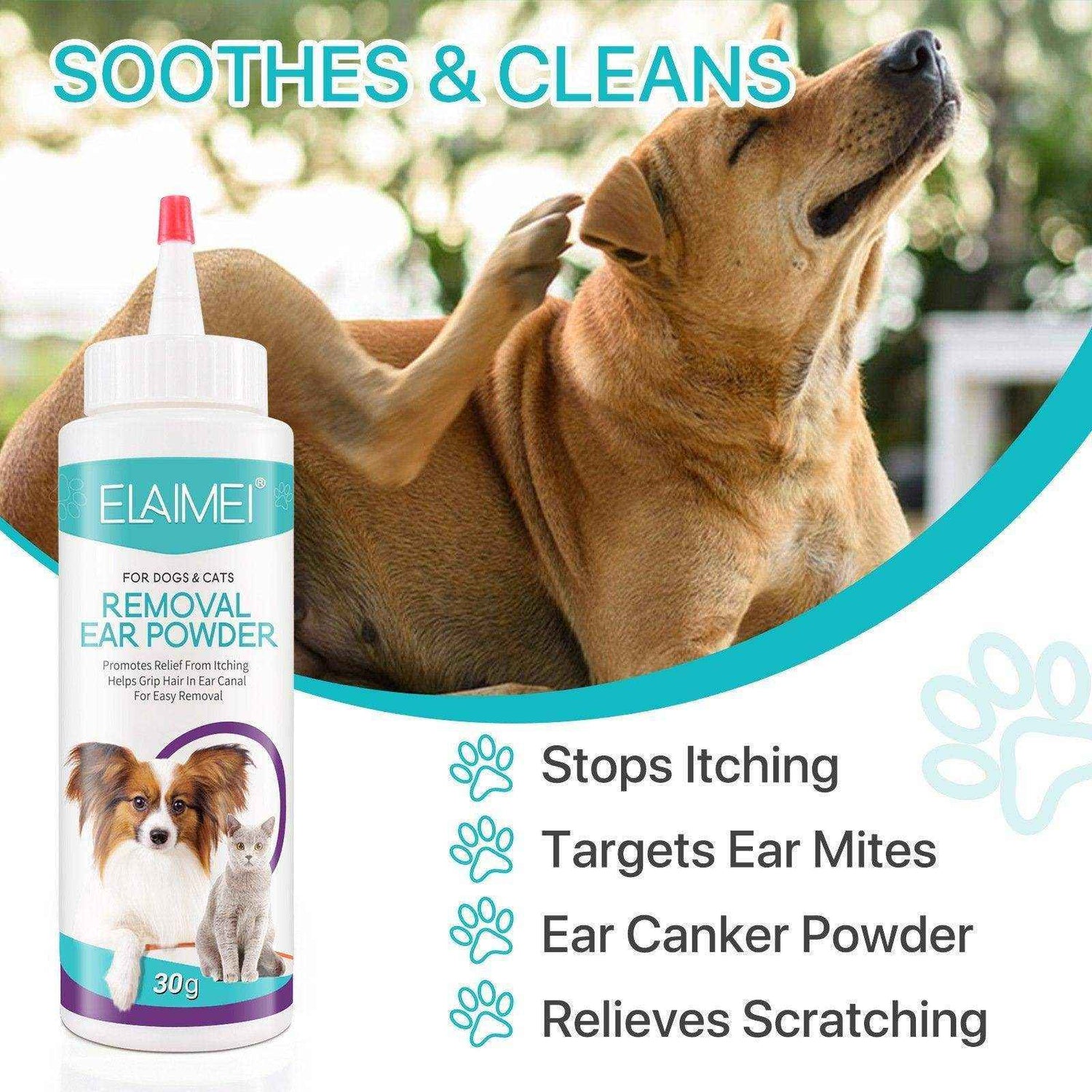 Pet Ear Cleaner Powder for Dogs and Cats
