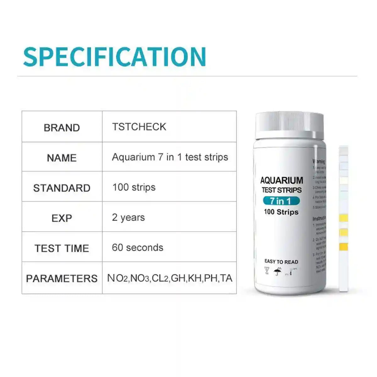 100pcs Comprehensive Aquarium Care with 7-in-1 Test Strips