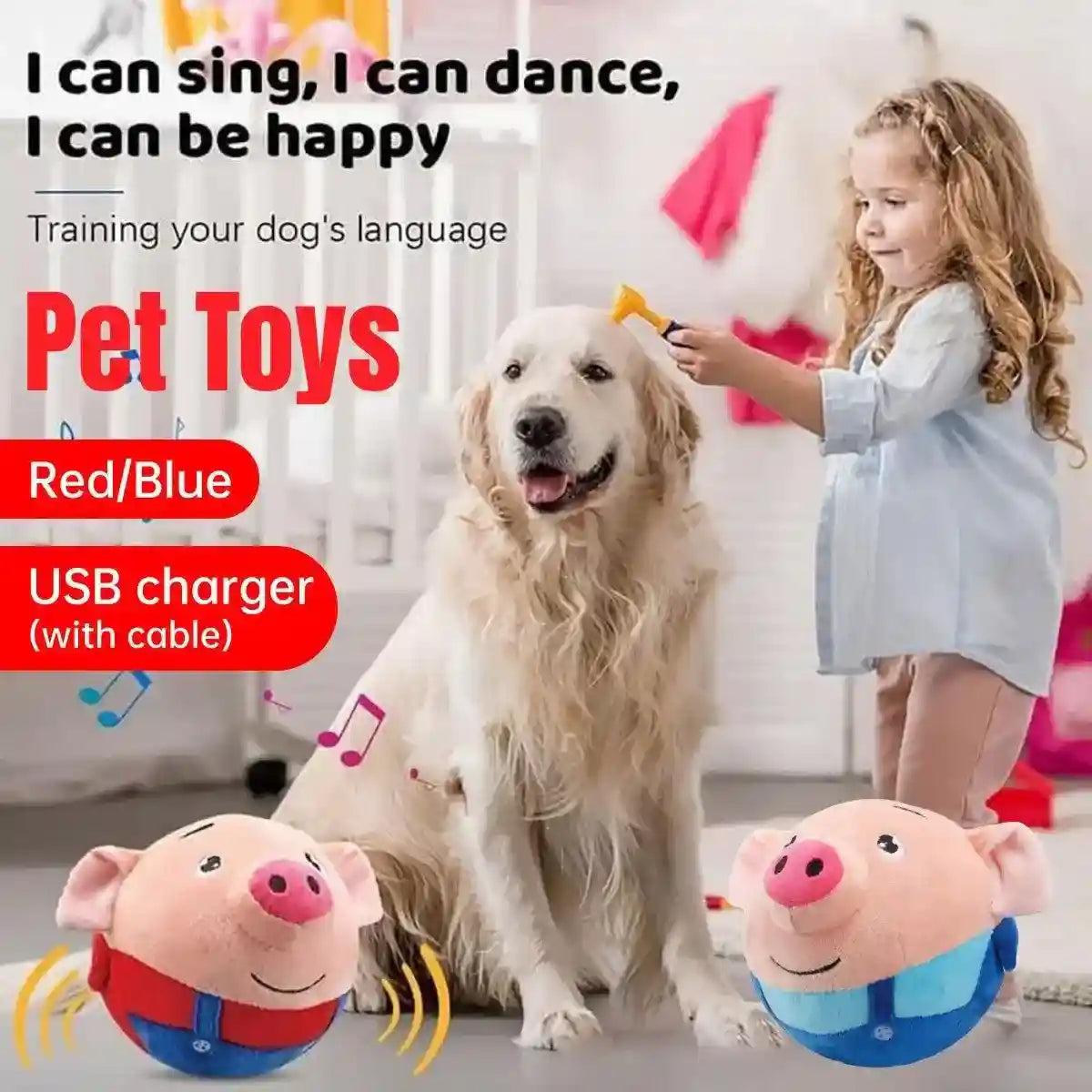Interactive Jumping Pig Toy for Pets Dogs Cats Fun Animal Bouncing Play Toy