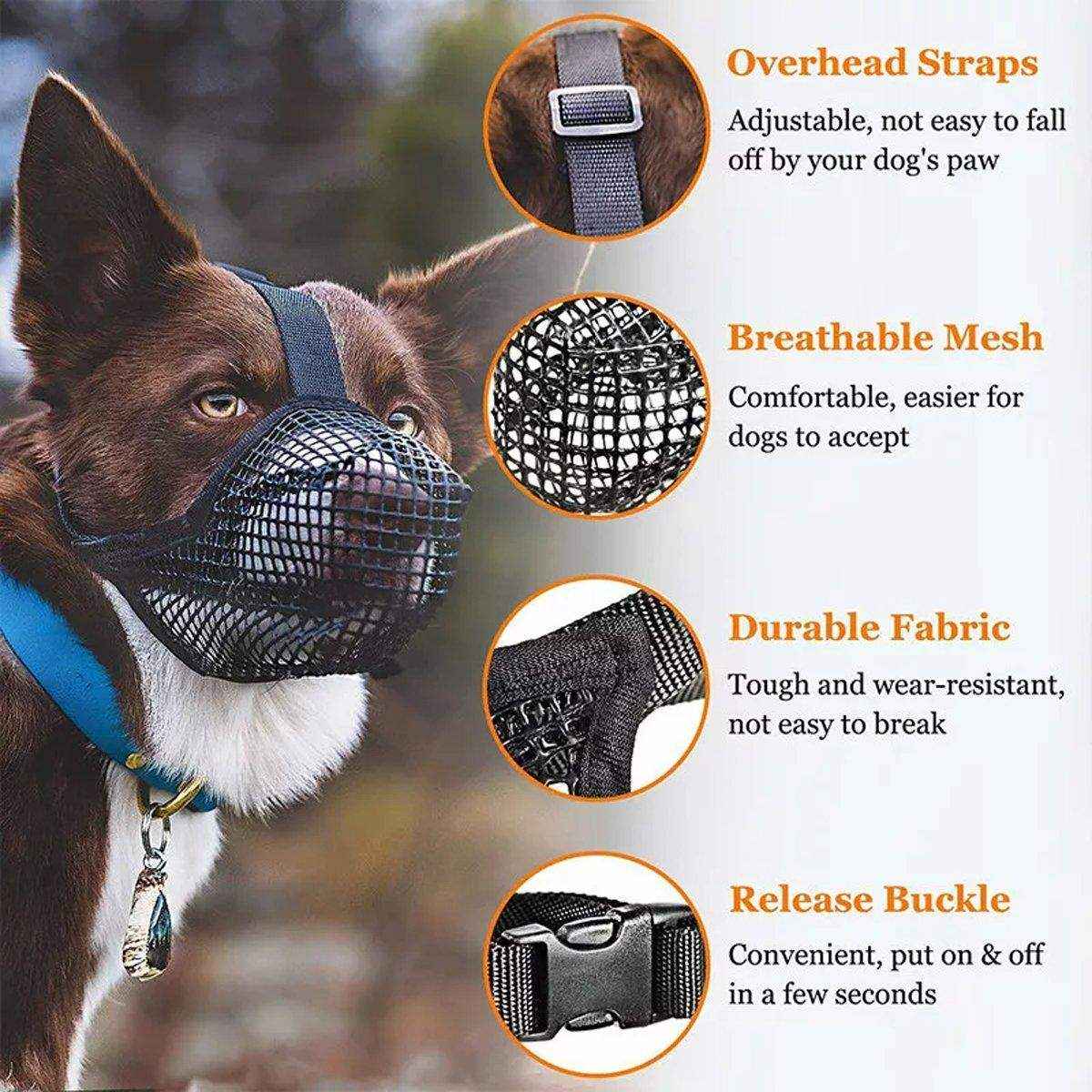 2PCS Adjustable Mesh Dog Muzzle Set Breathable Anti-Bite Muzzles