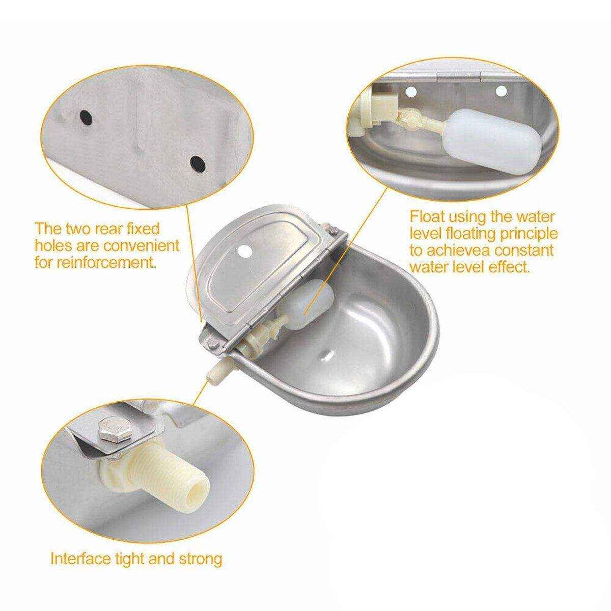 Automatic Stainless Steel Water Bowl 4L Auto Fill Drinking Trough for animals