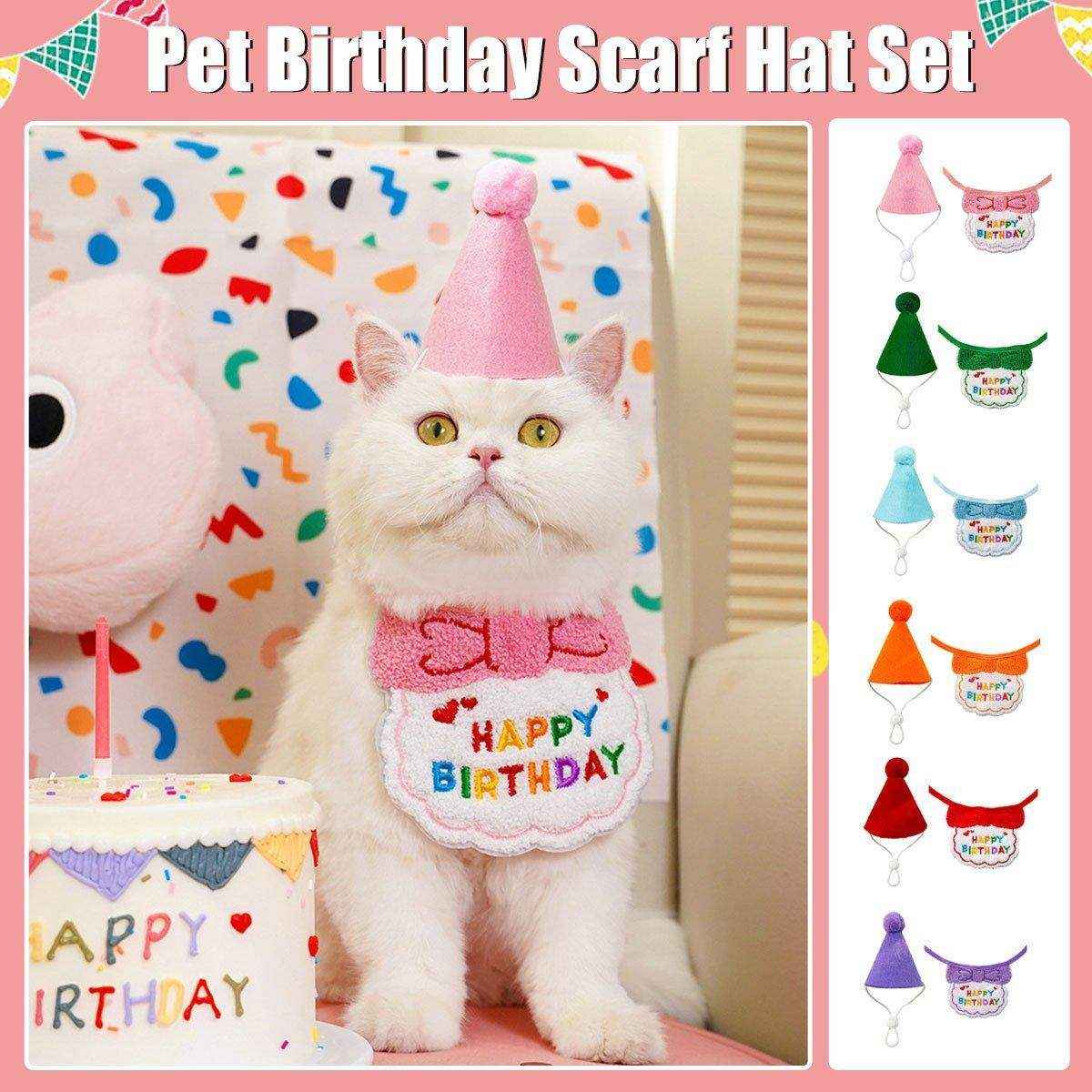Pet Ins Wind Birthday Saliva Towel Bib Scarf Dog Cat Hat Decorations