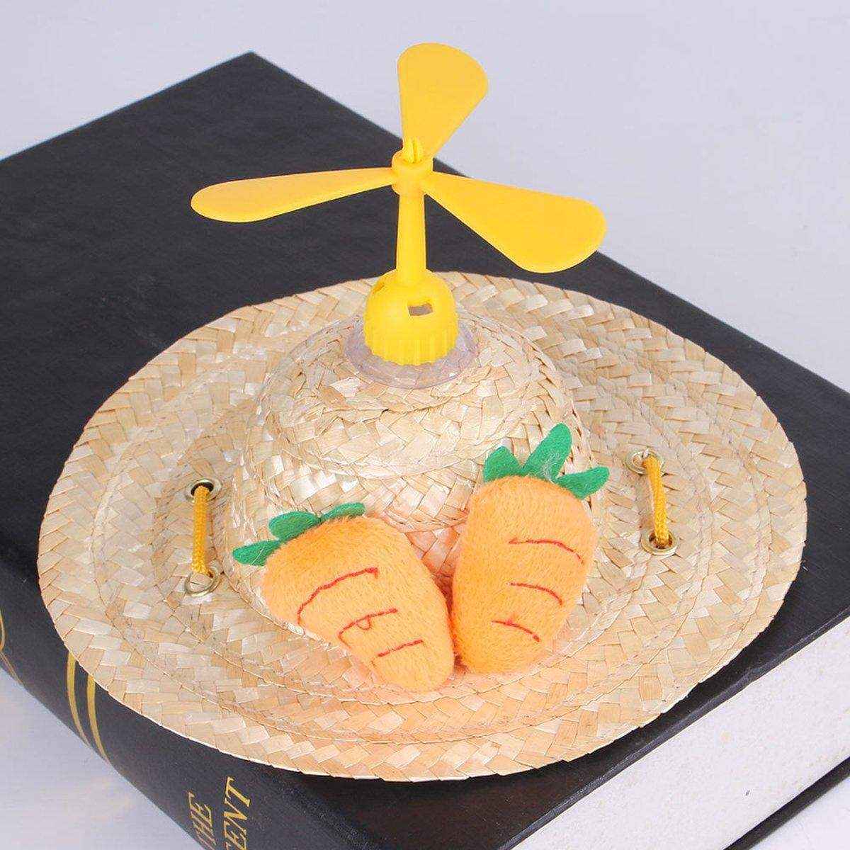 Pet Straw Hat Bamboo Dragonfly Cat And Dog Headwear Puppy Sun Hat Decoration