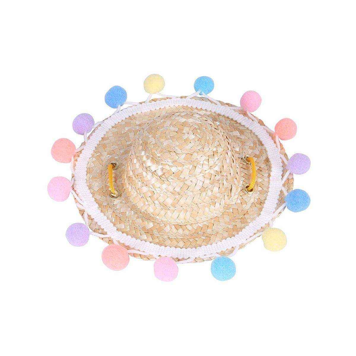 Pet Straw Hat Bamboo Dragonfly Cat And Dog Headwear Puppy Sun Hat Decoration