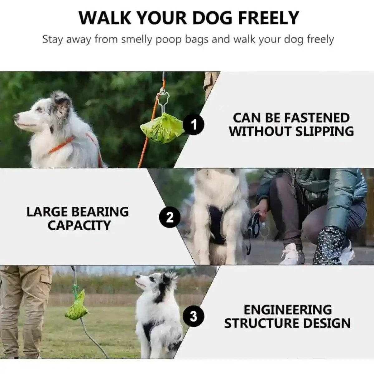 2X Leash Attachment Dog Poo Bag Holder Waste Bag Carrier Large Bearing Capacity