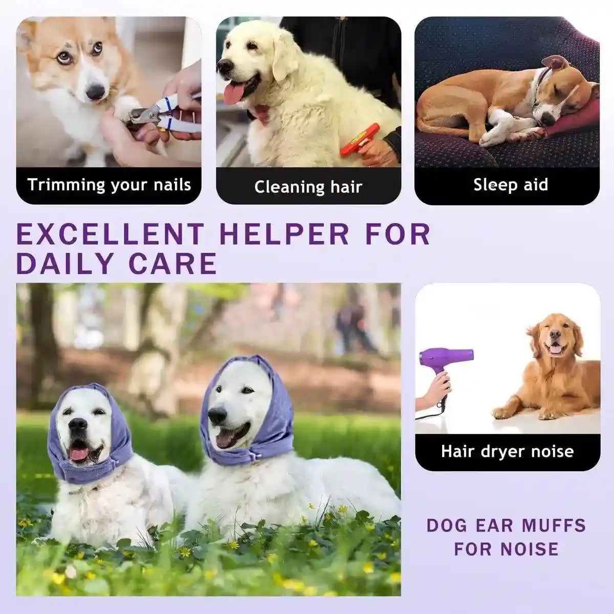 Calming Ear Cover for Pets Noise-Reducing Dog & Cat Earmuffs