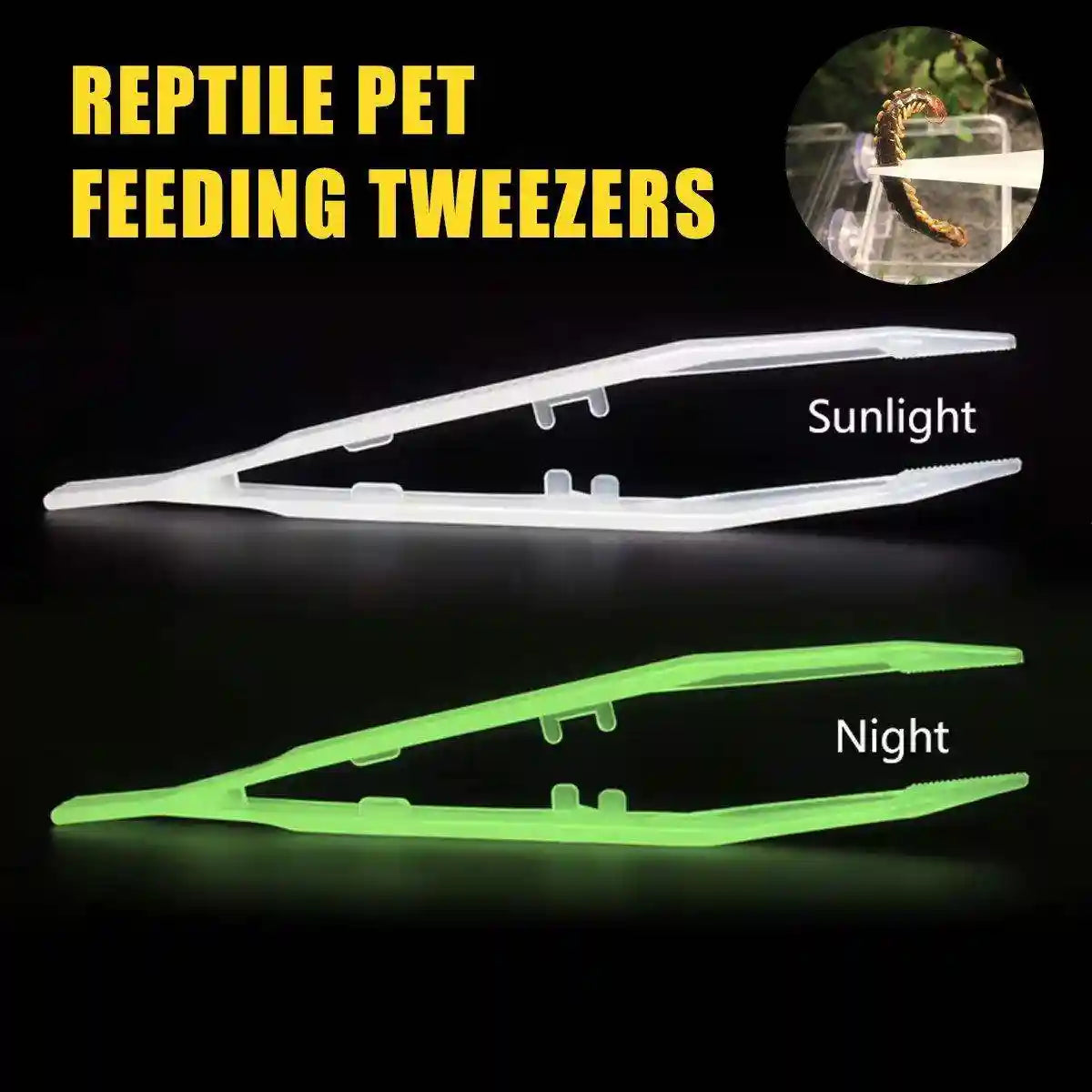 Luminous Tweezers 18cm Straight Feeding Tool For Reptile Tortoise Lizard Frog Spider