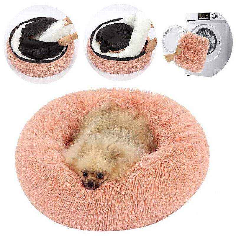 Dog Cat Pet Calming Bed Washable Warm Soft Plush Round