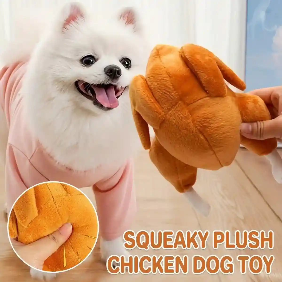 Durable Roast Chicken Plush Dog Toy with Squeaker Fun for All Dogs