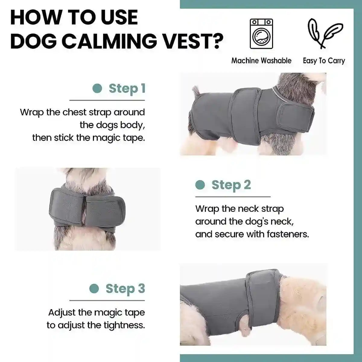 Dog Anxiety Relief Vest Calming & Adjustable with Reflective Strips