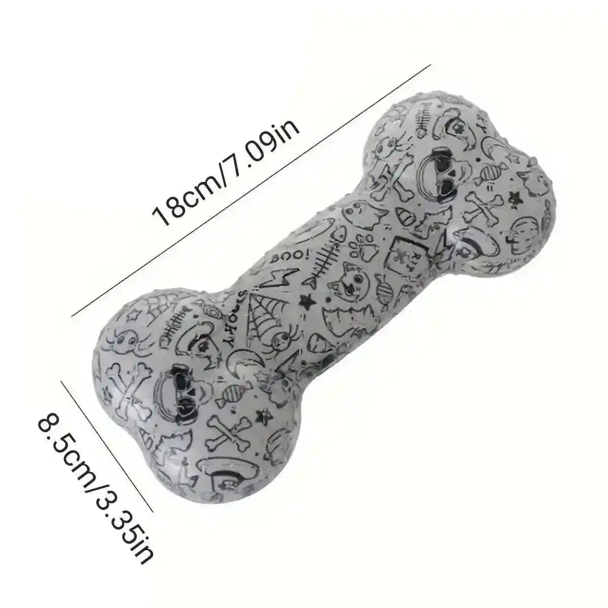 Interactive Dog Bone Chew Toy for Dental Health Durable TPR Material Grey & Blue