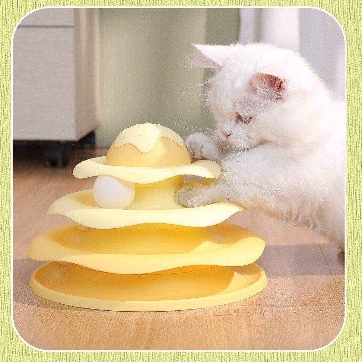 Funny Cat Toy Pet Toys Plastic Tower Interactive Track Ball Playing Game 3 Level