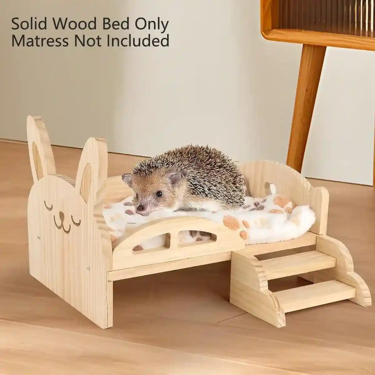 Solid Wood Rabbit Bed with Ladder Durable & Stylish Design