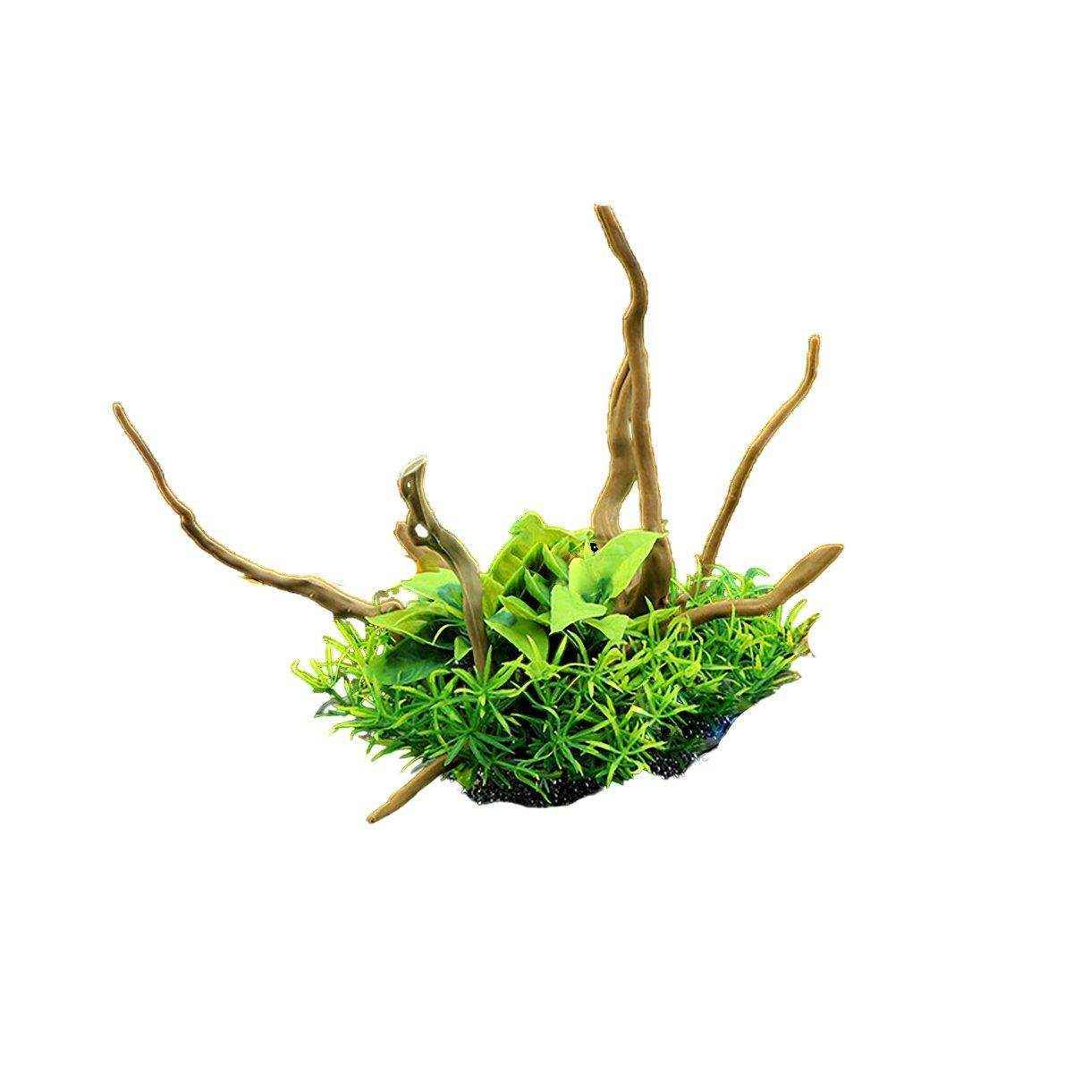 Faux Aquarium Plants Rock Decoration with Simulated Wood & Water Grass