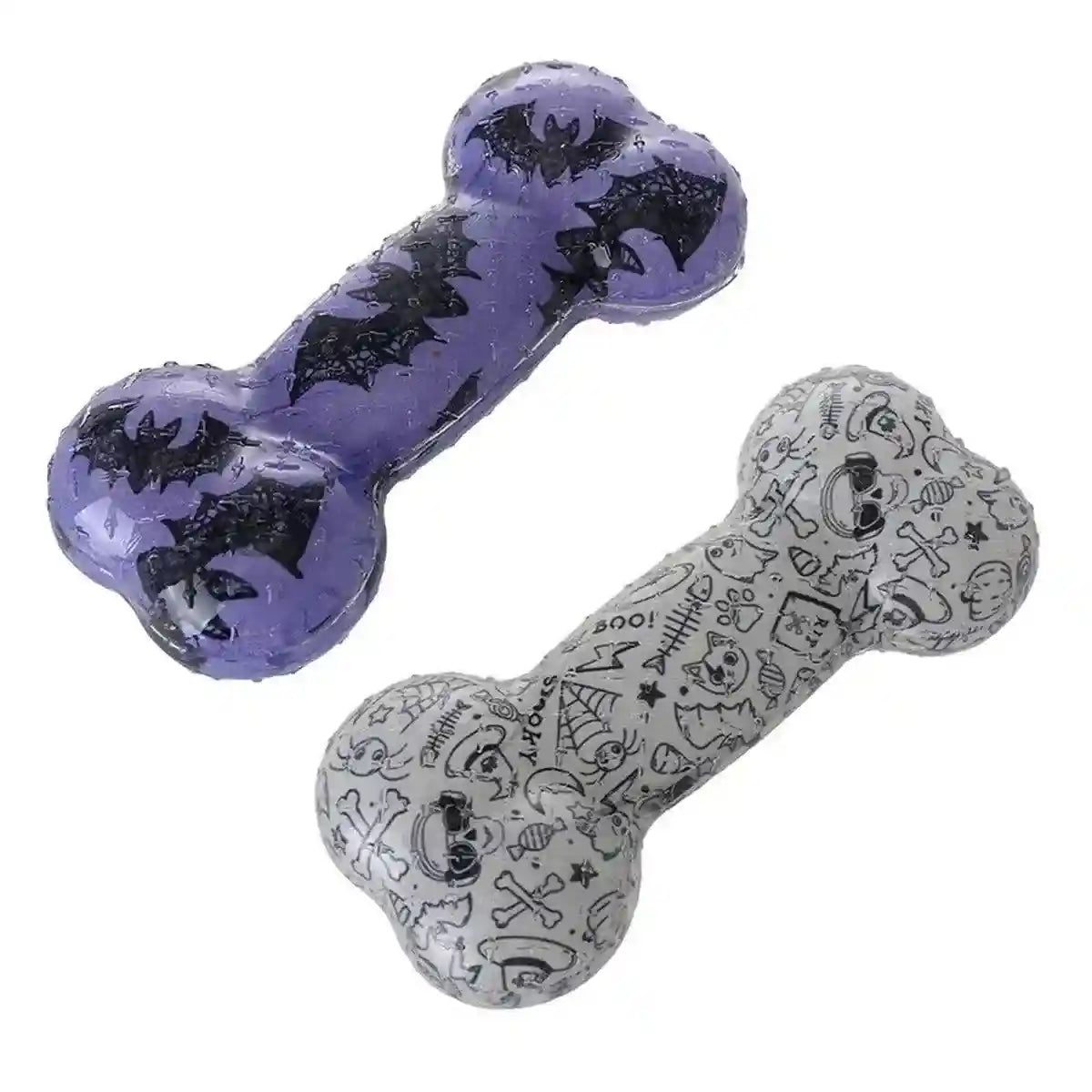 Interactive Dog Bone Chew Toy for Dental Health Durable TPR Material Grey & Blue