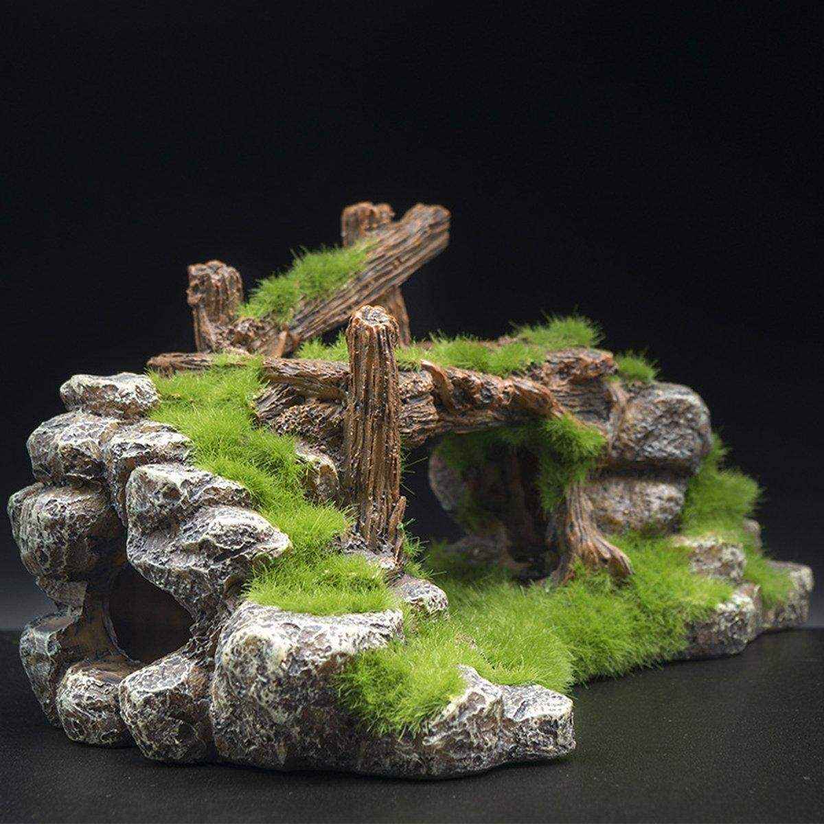 Resin Moss Bridge Decoration Natural Aquarium Ornament for Fish & Turtle Tanks