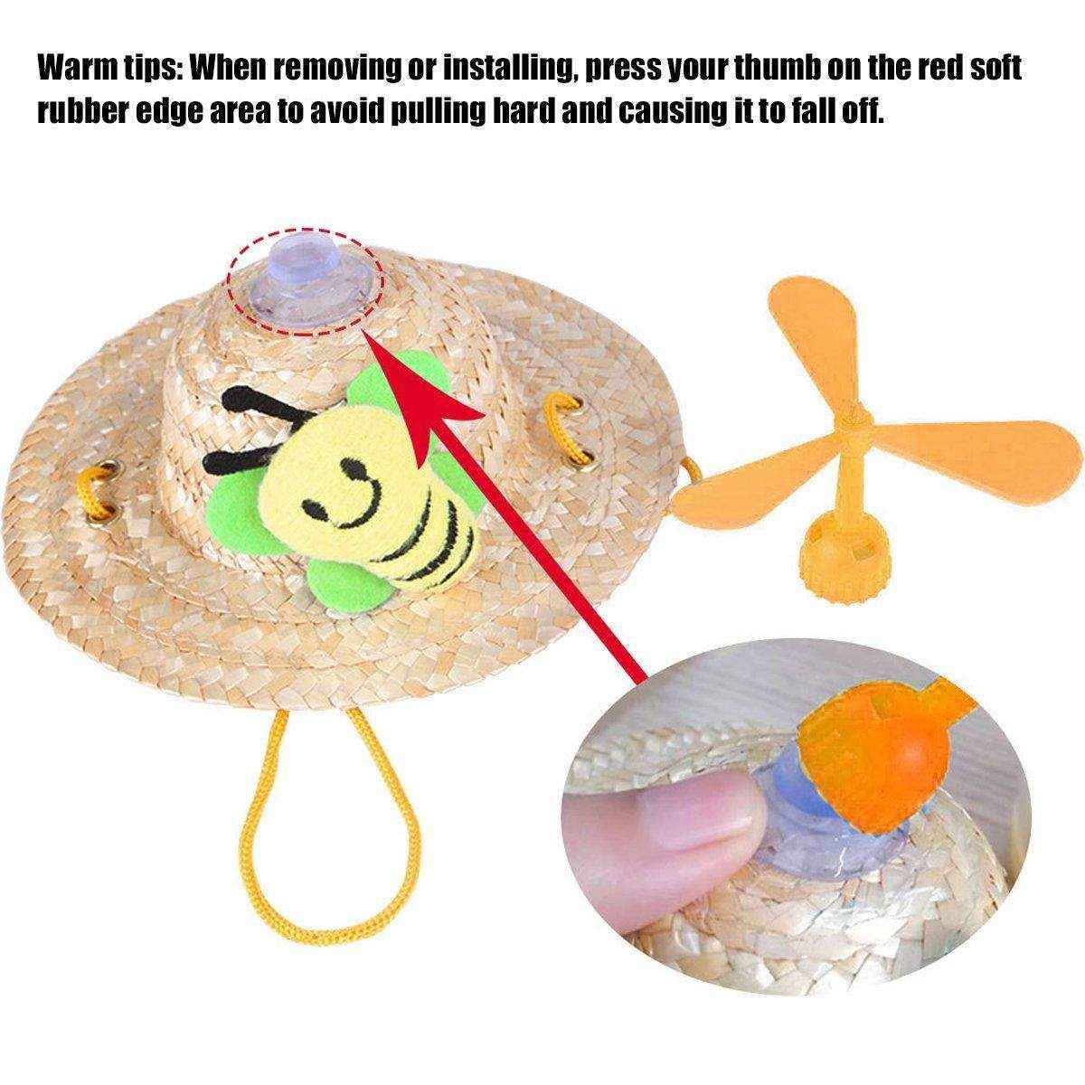 Pet Straw Hat Bamboo Dragonfly Cat And Dog Headwear Puppy Sun Hat Decoration