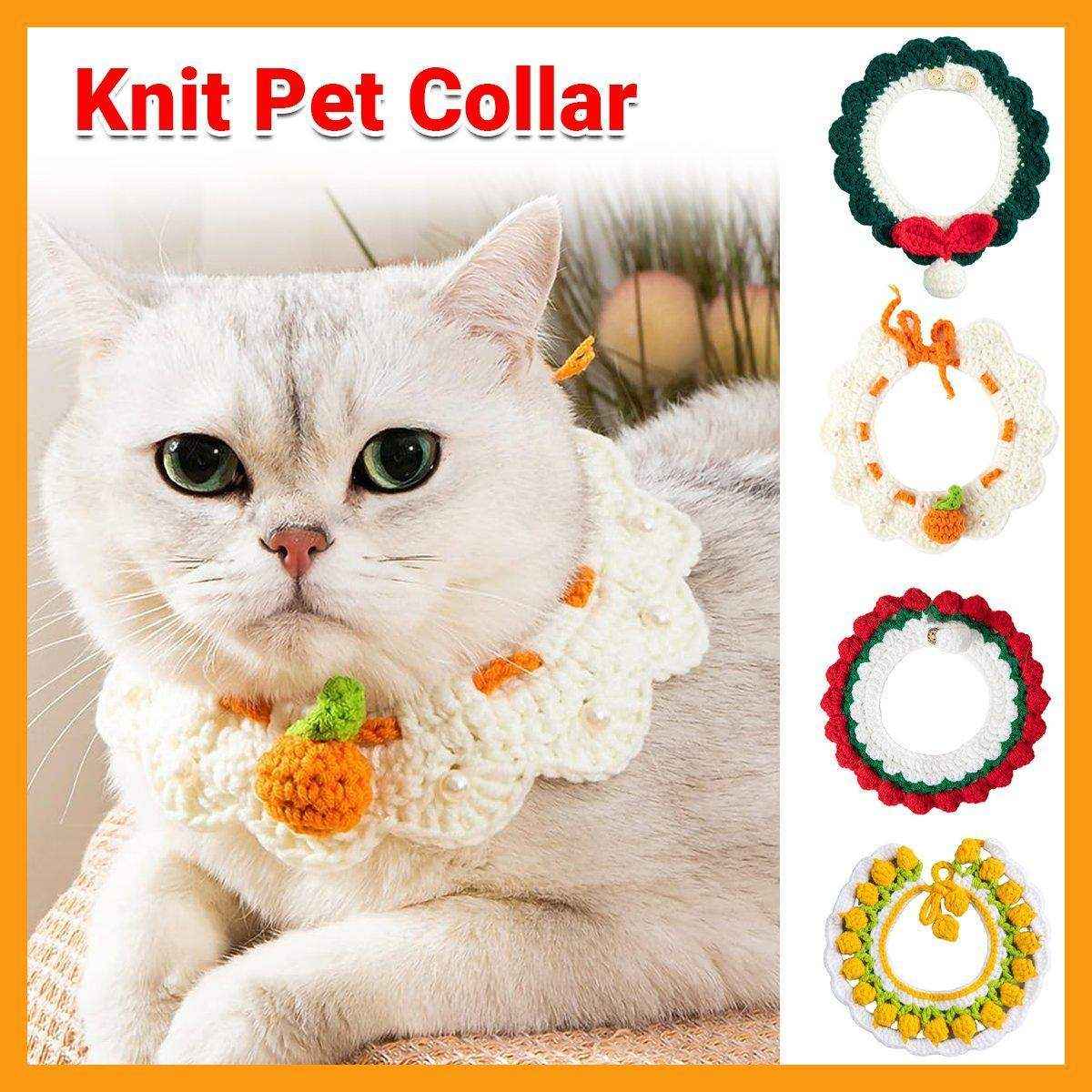 Cat Collar Handmade Knit Neck Dog Collar Adjustable Neck Kitten Necklace