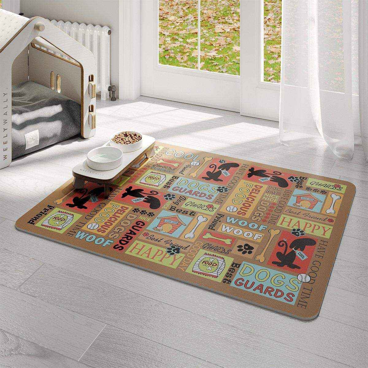 Pet Mat Waterproof Leather Fence Carpet Dog Cat Meal Mat Dog Cage Mat