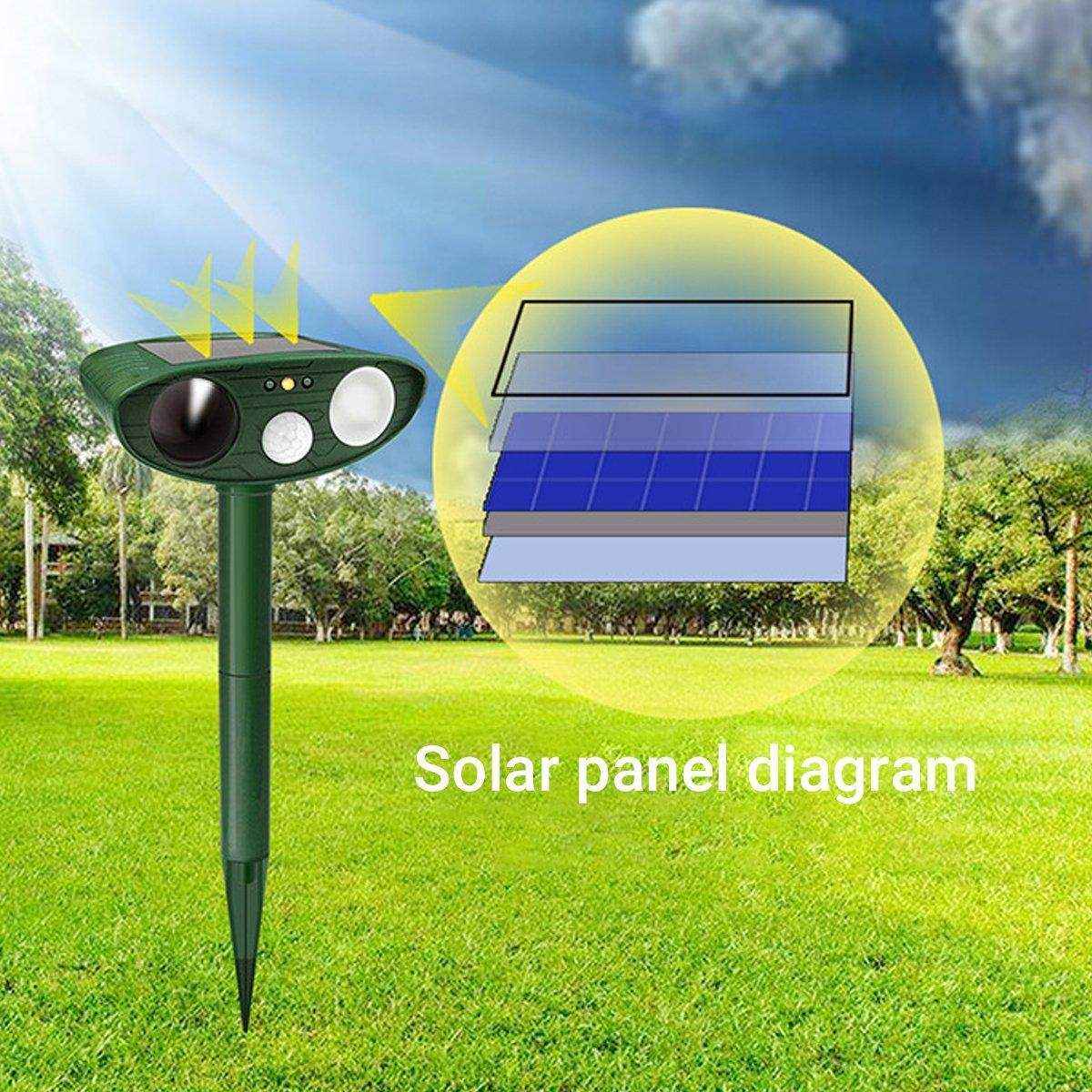 Outdoor Solar Ultrasonic Animal Repellent Rat Bird Infrared Flash Repellent
