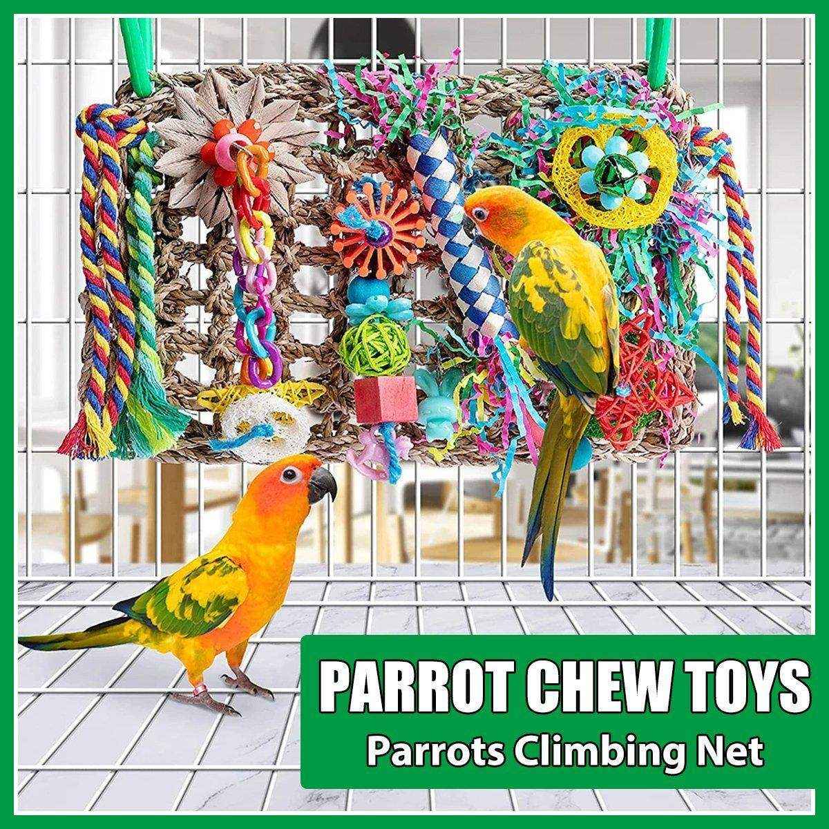 Parrot Bite Toy Grass Net Color Braided Tube Luffa Grass Silk Paper Bite Toy Cage Landscape