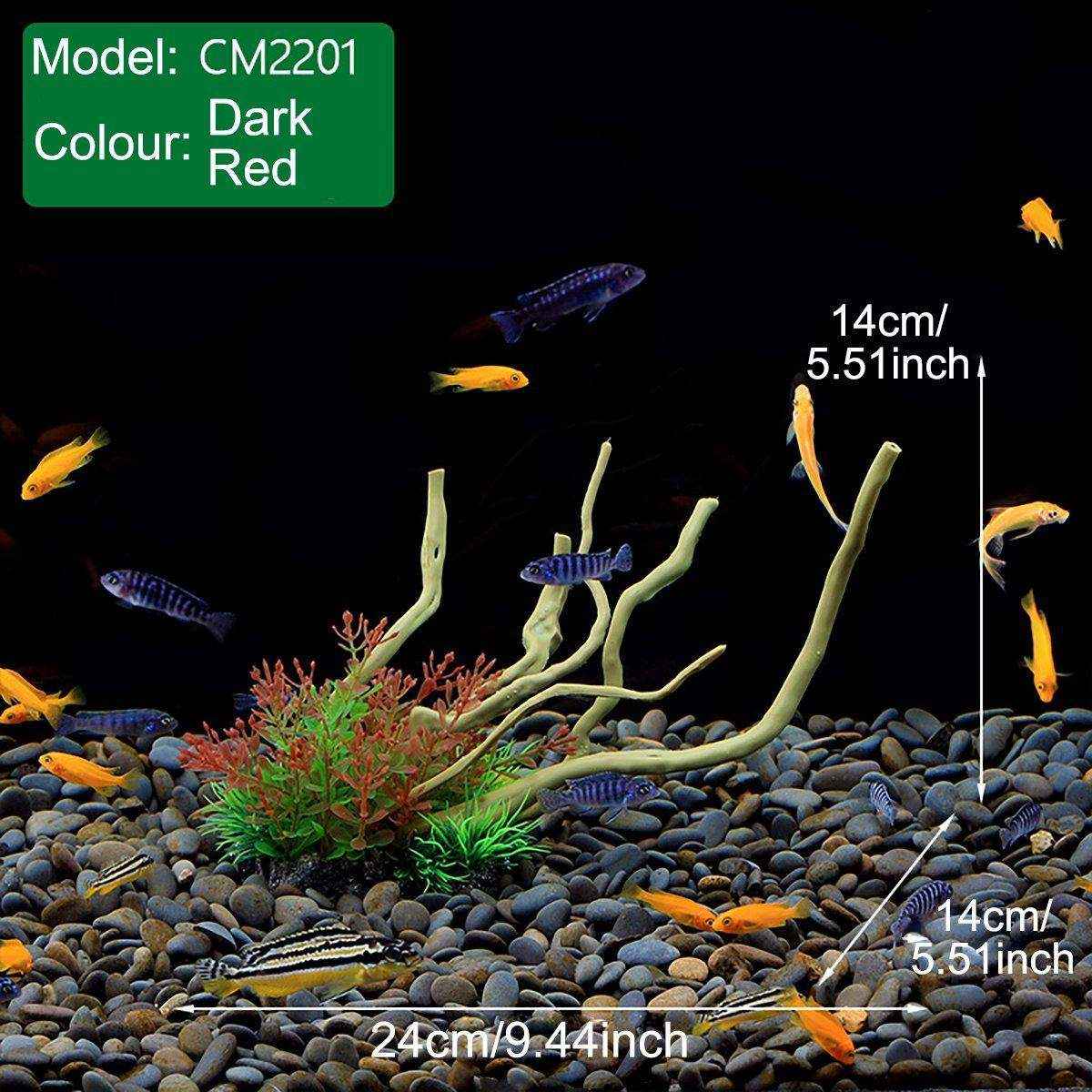 Faux Aquarium Plants Rock Decoration with Simulated Wood & Water Grass