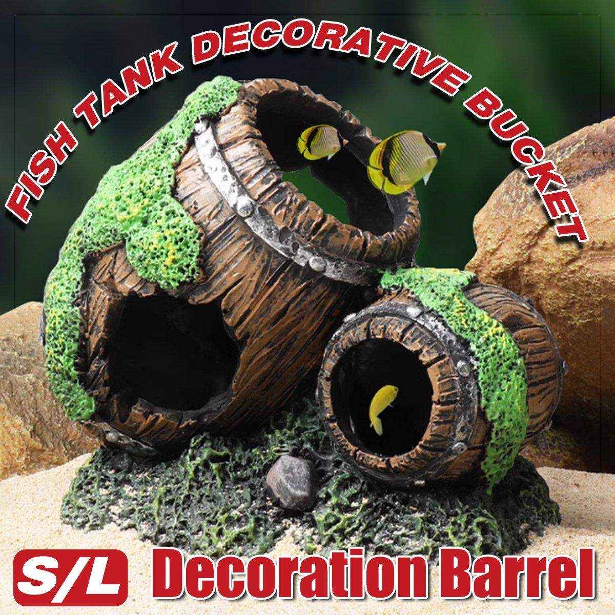 Resin Wine Barrel Aquarium Decoration