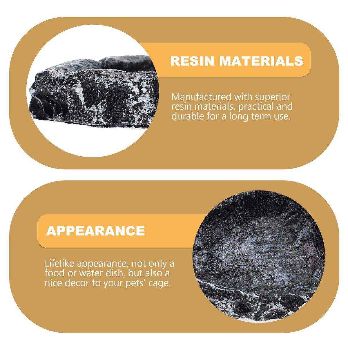 2 Pack Reptile Water Dish Food Bowl Rock Worm Feeder for Leopard Gecko Lizard