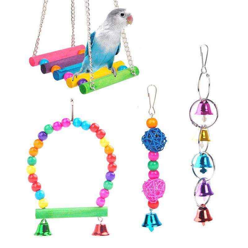5PCS Interactive Hanging Bird Toys Set for Parrots and Small Birds