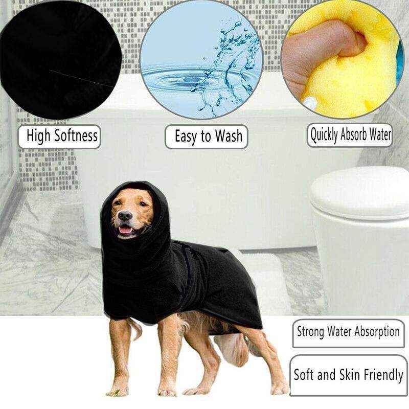Pet Bathrobe Clothes Dog Towel Drying Robe Soft Warm Sleepwear Super Absorbent