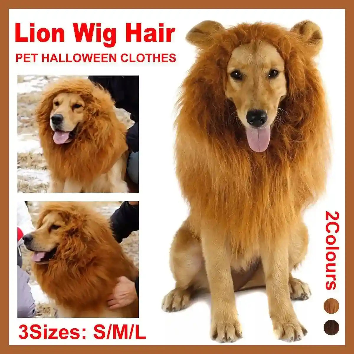 Lion Costume Mane Wig Large Dog Fancy Dress Up Party for Pet Halloween Clothes