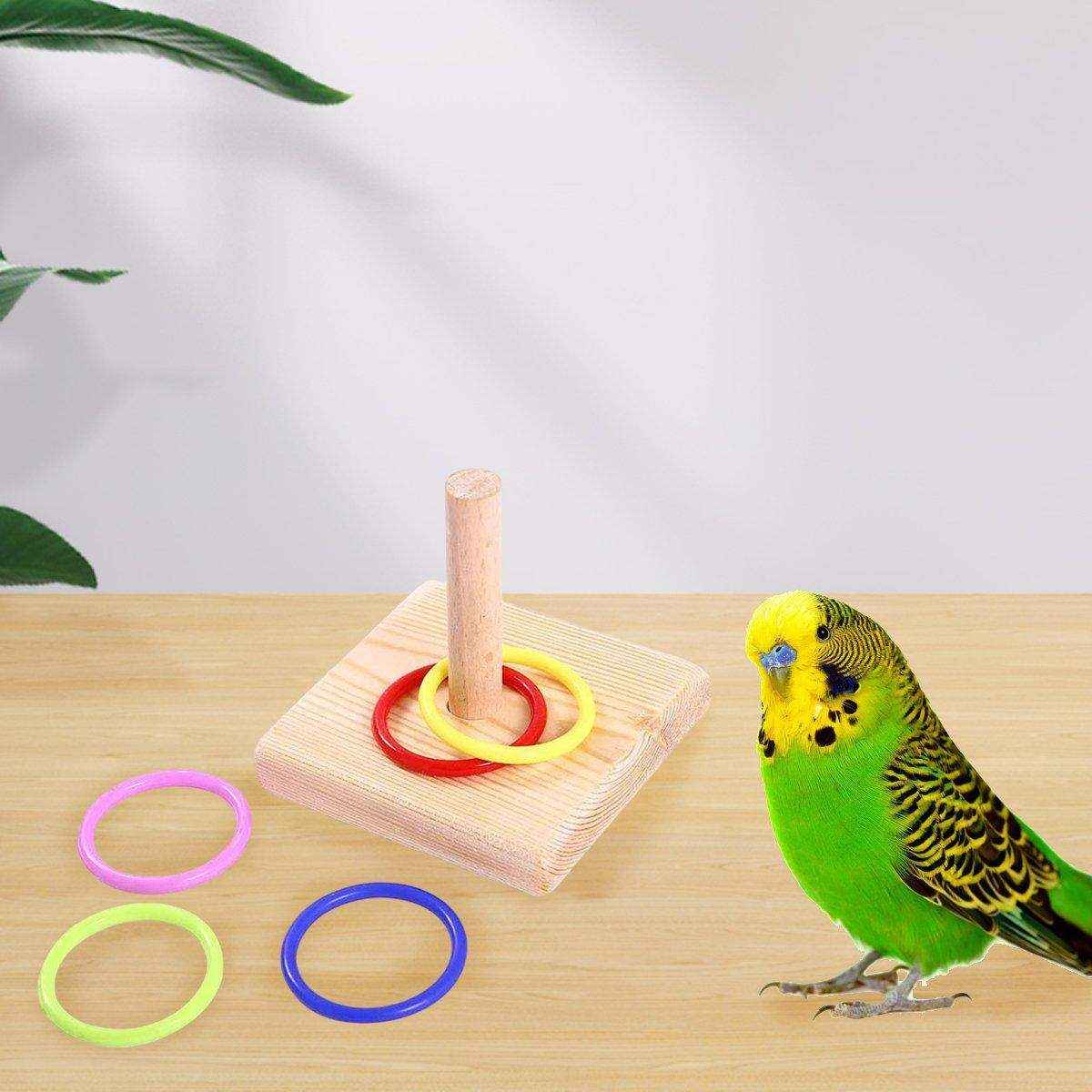 Parrot Chew Toys Interactive Bird Training Rings Set Pet Bird Intelligence Toys
