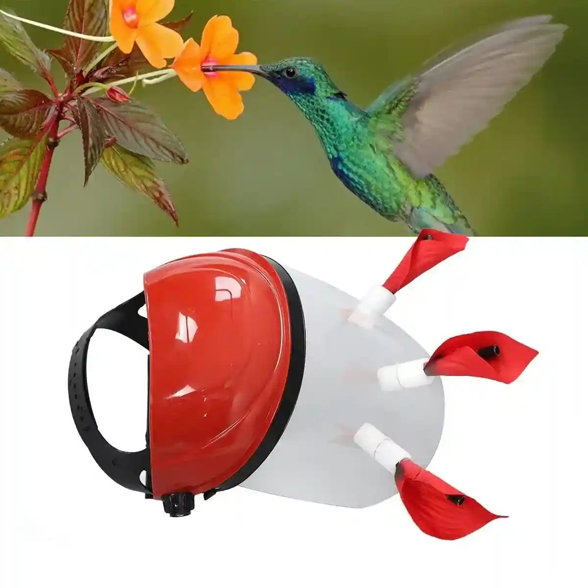 Interactive Hands-Free Hummingbird Feeder Helmet