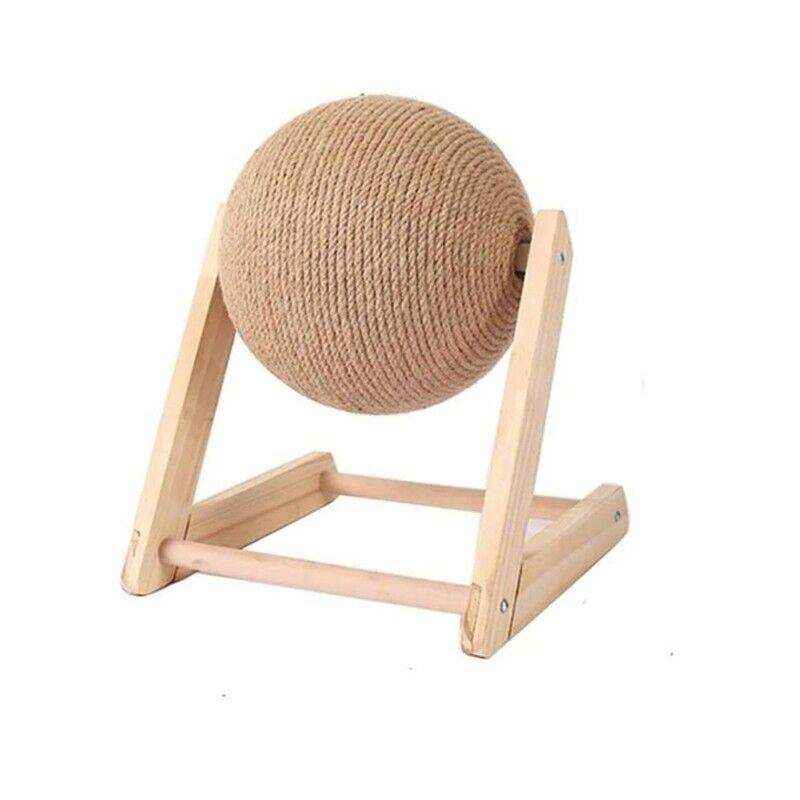 Interactive Wooden Sisal Cat Scratcher Ball Toy For Indoor Cats