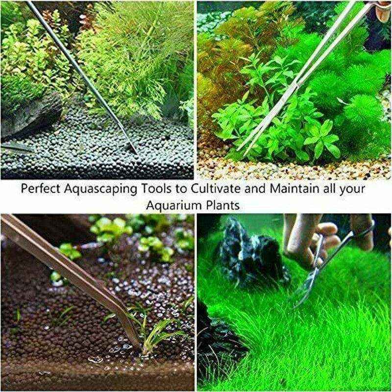 Aquarium Tool Kit Stainless Steel Aquatic Plant Tweezers Scissors Spatula Set