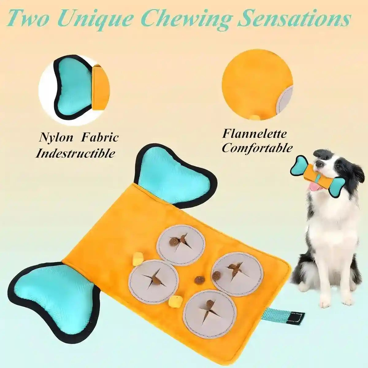 Interactive Canvas Dog Toy with Treat Pockets Crinkle Sound