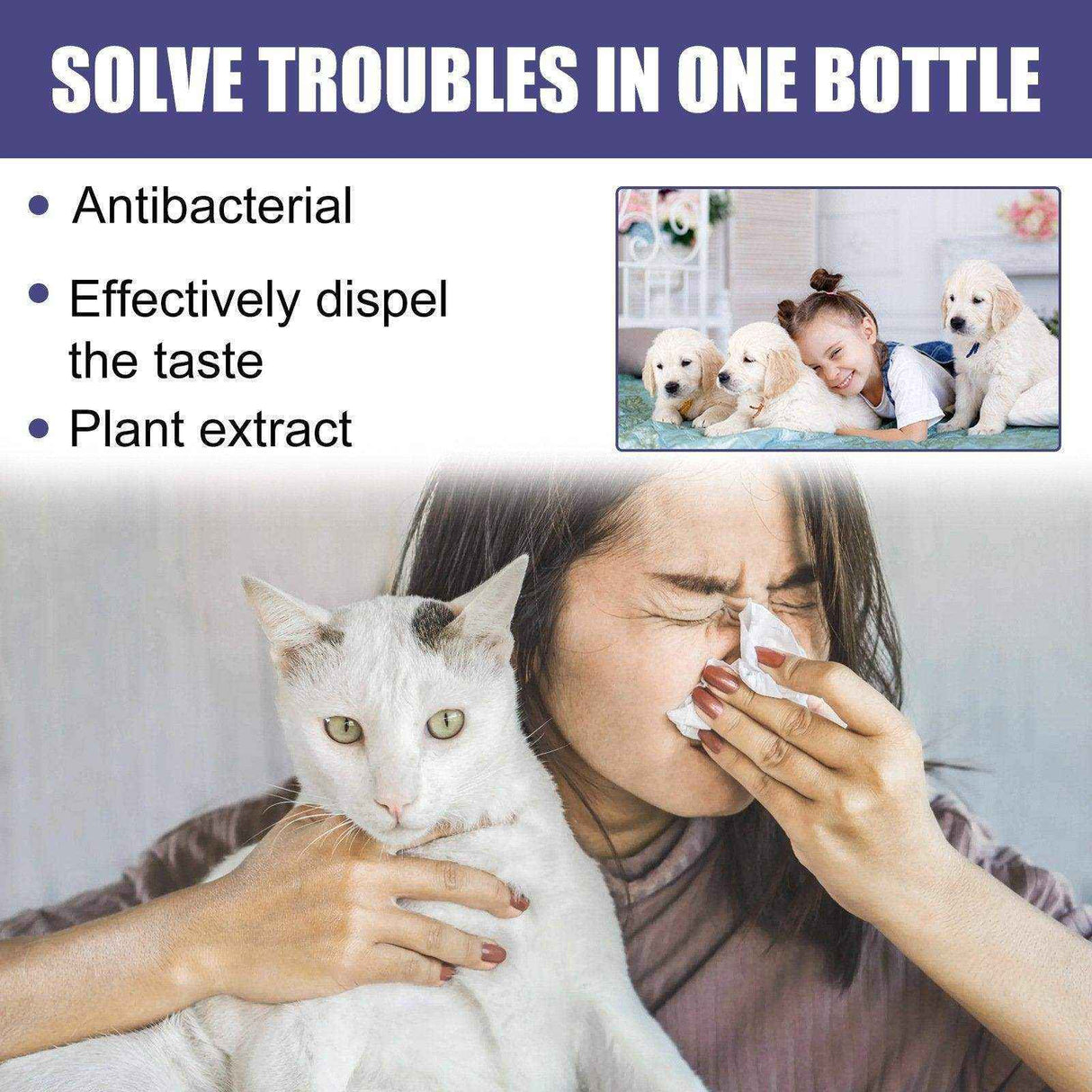 Pet Deodorant Spray for Cats and Dogs Eliminates Urine Body and Stool Odors